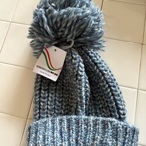 Cozy Blue Knit Pom-Pom Hat